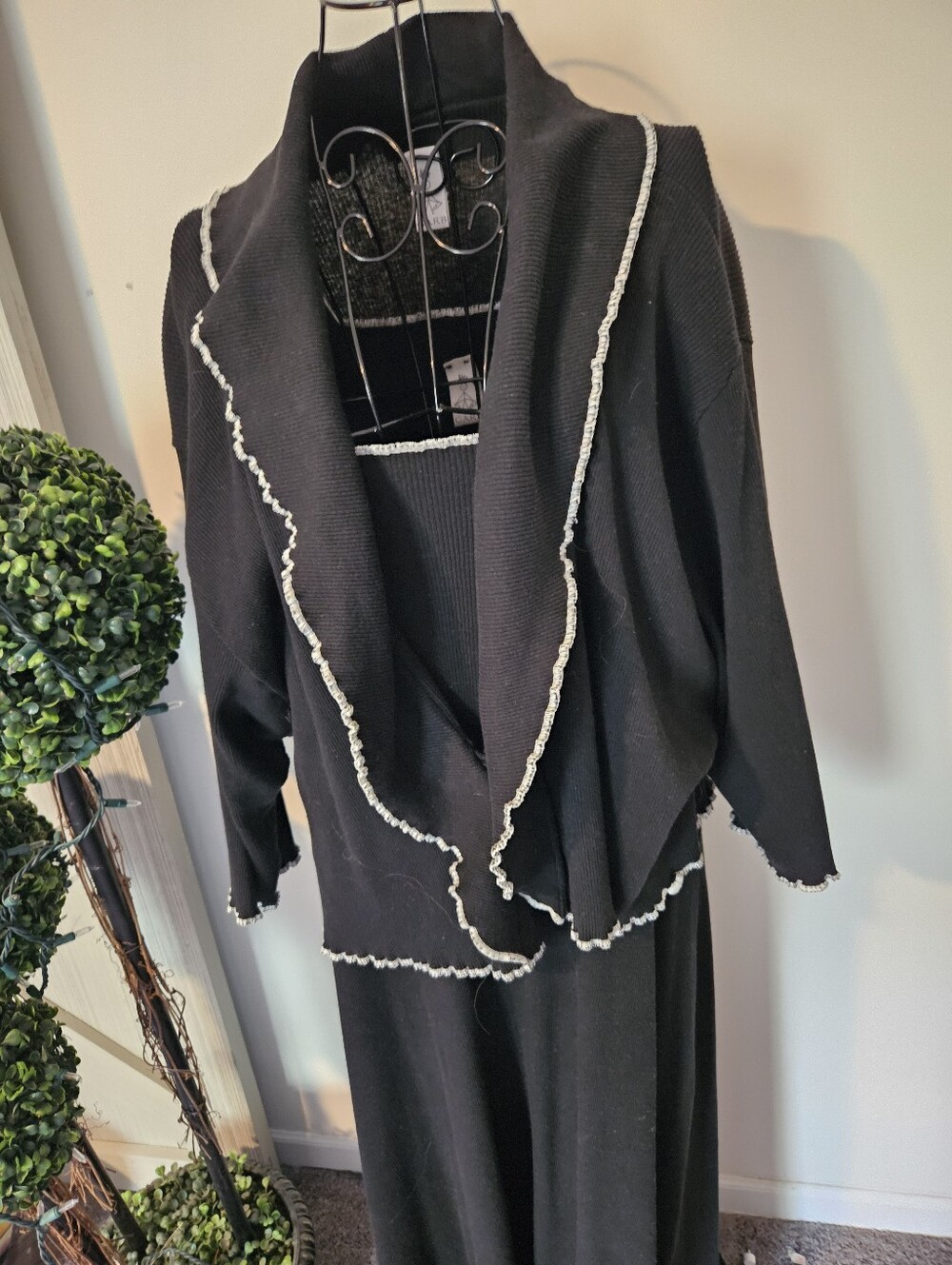Garb Black Tank Midi Dress with White Trim/Jacket Sz M/L $13